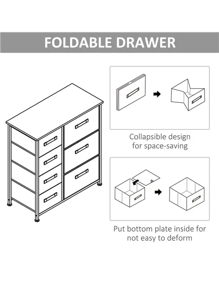 HOMCOM Chest of Drawers with 7 Drawers, Fabric Drawers with Large Storage Space, Drawers Dresser with Metal Frame, Adjustable Fe