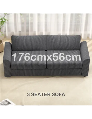HOMCOM Modern 3 Seater Sofa with Spring Cushion, 212 cm Fabric Jumbo Cord Sofa Couch with 2 Scatter Cushions, Upholstered Cordur