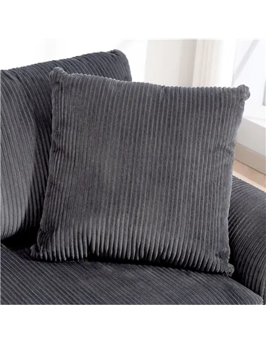 HOMCOM Modern 3 Seater Sofa with Spring Cushion, 212 cm Fabric Jumbo Cord Sofa Couch with 2 Scatter Cushions, Upholstered Cordur