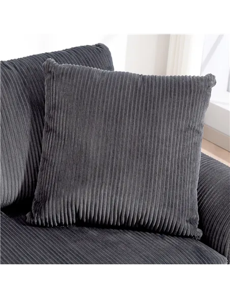 HOMCOM Modern 3 Seater Sofa with Spring Cushion, 212 cm Fabric Jumbo Cord Sofa Couch with 2 Scatter Cushions, Upholstered Cordur