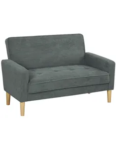 HOMCOM Two-Seater Velvet-Feel Sofa - Grey