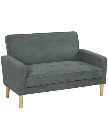 HOMCOM Two-Seater Velvet-Feel Sofa - Grey
