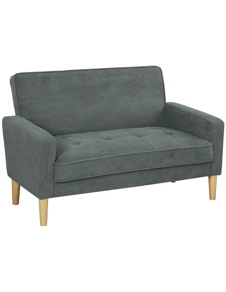 HOMCOM Two-Seater Velvet-Feel Sofa - Grey