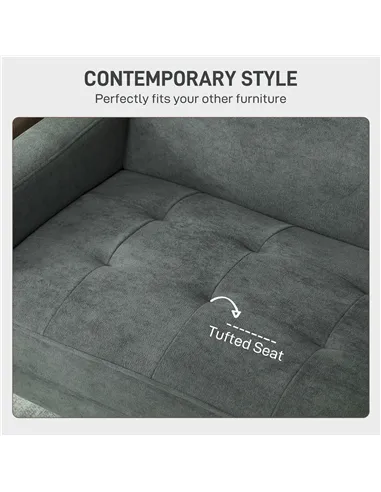 HOMCOM Two-Seater Velvet-Feel Sofa - Grey