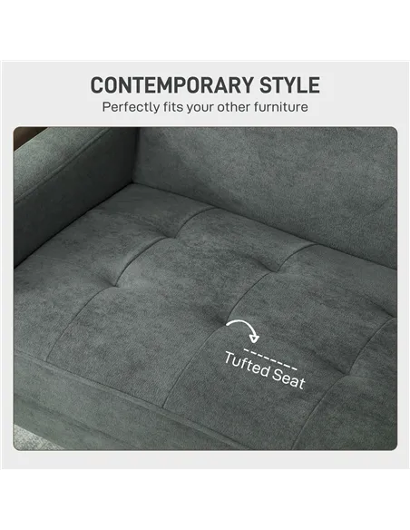 HOMCOM Two-Seater Velvet-Feel Sofa - Grey