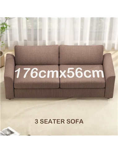 HOMCOM Modern 3 Seater Sofa with Spring Cushion, 212 cm Fabric Jumbo Cord Sofa Couch with 2 Scatter Cushions, Upholstered Cordur