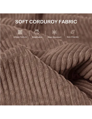 HOMCOM Modern 3 Seater Sofa with Spring Cushion, 212 cm Fabric Jumbo Cord Sofa Couch with 2 Scatter Cushions, Upholstered Cordur