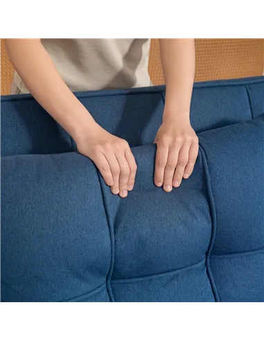 HOMCOM Two-Seater Pull-Out Sofa Bed - Dark Blue