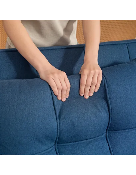 HOMCOM Two-Seater Pull-Out Sofa Bed - Dark Blue