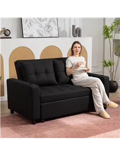 HOMCOM Two-Seater Pull-Out Sofa Bed - Black 2