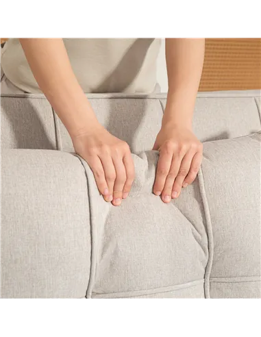 HOMCOM Two-Seater Pull-Out Sofa Bed - Beige