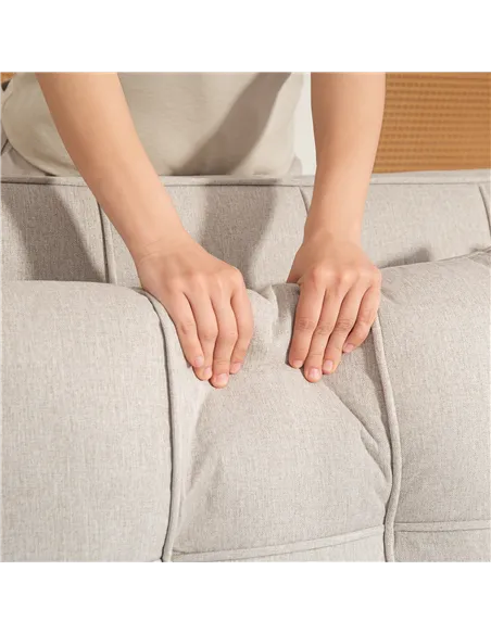 HOMCOM Two-Seater Pull-Out Sofa Bed - Beige