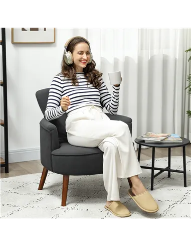 HOMCOM Corduroy Retro Accent Chair - Black