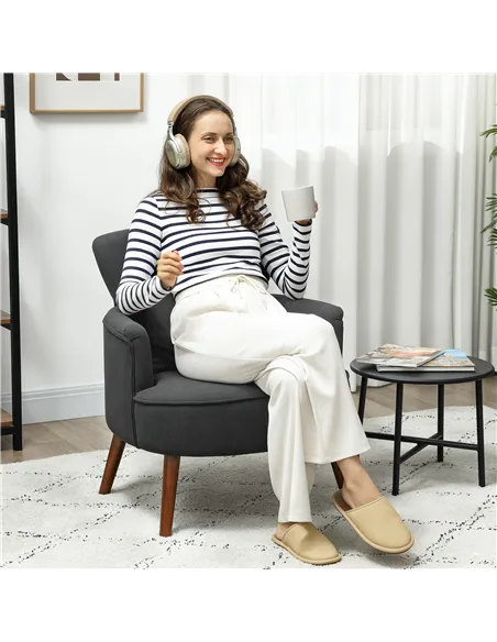 HOMCOM Corduroy Retro Accent Chair - Black