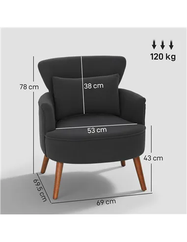 HOMCOM Corduroy Retro Accent Chair - Black