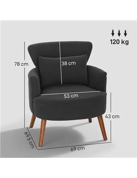 HOMCOM Corduroy Retro Accent Chair - Black