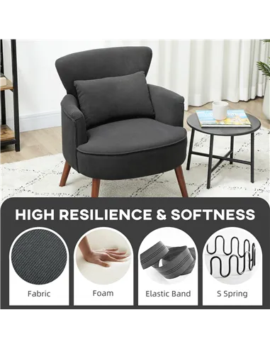 HOMCOM Corduroy Retro Accent Chair - Black