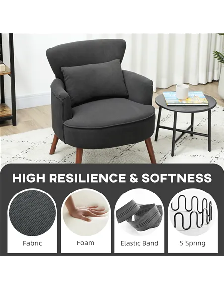 HOMCOM Corduroy Retro Accent Chair - Black