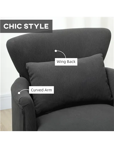 HOMCOM Corduroy Retro Accent Chair - Black