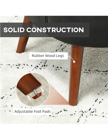 HOMCOM Corduroy Retro Accent Chair - Black