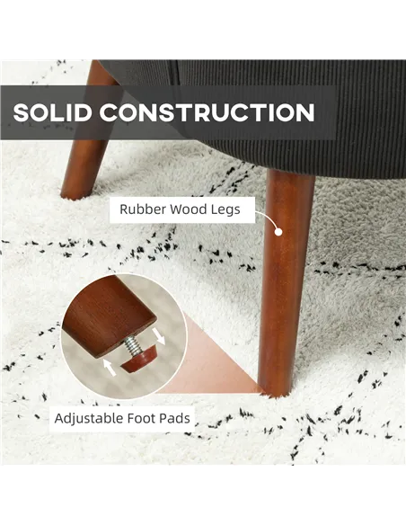 HOMCOM Corduroy Retro Accent Chair - Black