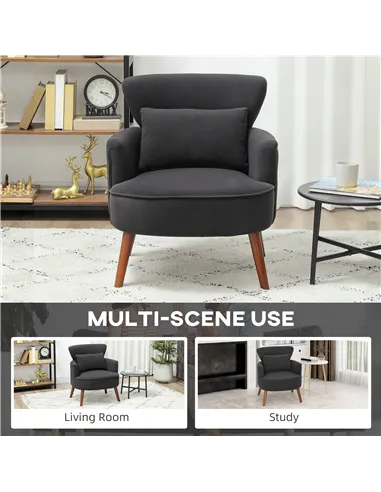 HOMCOM Corduroy Retro Accent Chair - Black