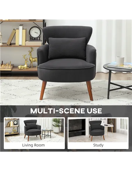 HOMCOM Corduroy Retro Accent Chair - Black