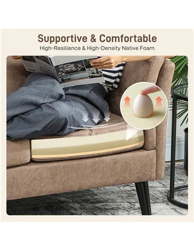 HOMCOM Two-Seater Leathaire Sofa - Light Brown