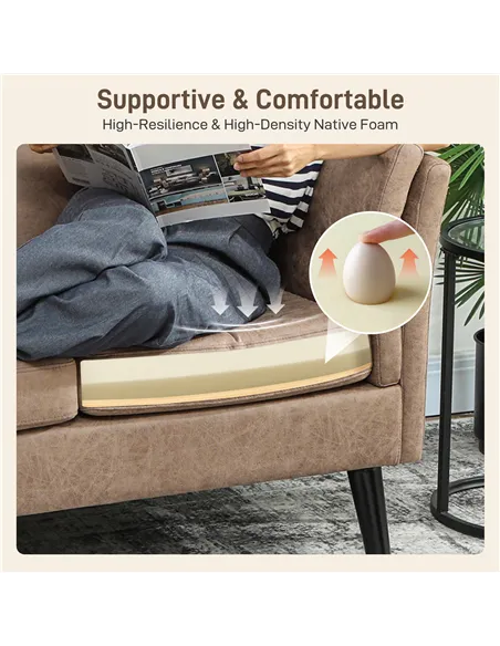 HOMCOM Two-Seater Leathaire Sofa - Light Brown