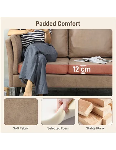 HOMCOM Two-Seater Leathaire Sofa - Light Brown