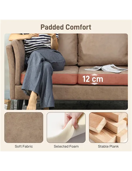 HOMCOM Two-Seater Leathaire Sofa - Light Brown