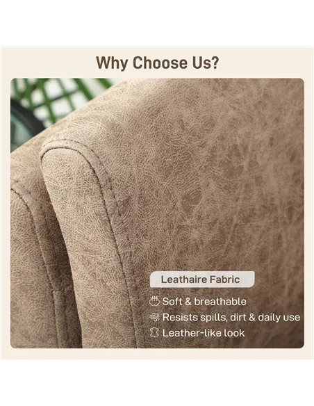 HOMCOM Two-Seater Leathaire Sofa - Light Brown