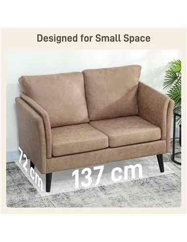 HOMCOM Two-Seater Leathaire Sofa - Light Brown