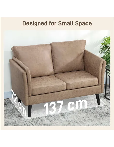 HOMCOM Two-Seater Leathaire Sofa - Light Brown