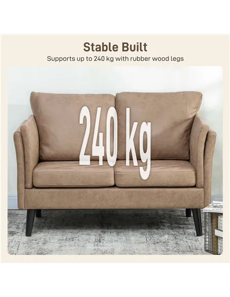 HOMCOM Two-Seater Leathaire Sofa - Light Brown