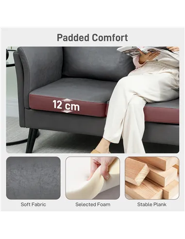 HOMCOM Two-Seater Leathaire Sofa - Grey