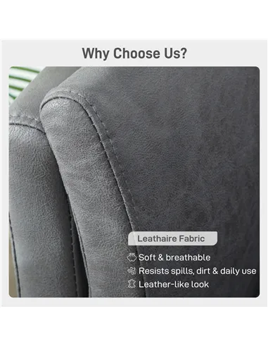 HOMCOM Two-Seater Leathaire Sofa - Grey