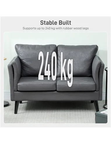 HOMCOM Two-Seater Leathaire Sofa - Grey