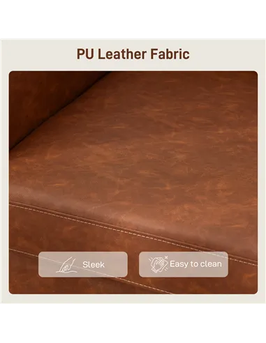 HOMCOM Faux Leather Marble-Effect Two-Seater Sofa - Brown