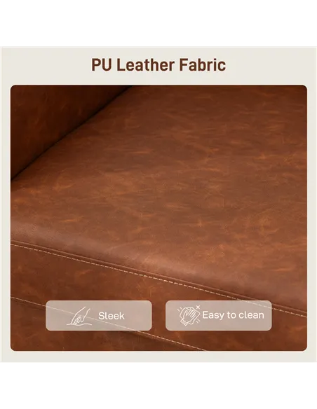 HOMCOM Faux Leather Marble-Effect Two-Seater Sofa - Brown