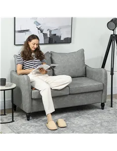 HOMCOM Faux Leather Marble-Effect Two-Seater Sofa - Grey 2