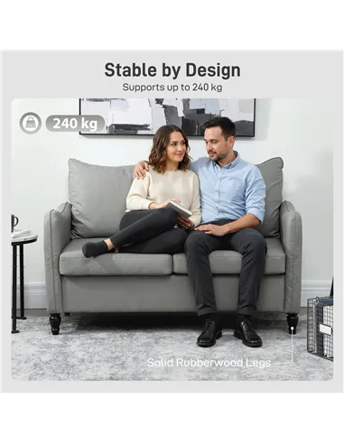 HOMCOM Faux Leather Marble-Effect Two-Seater Sofa - Grey