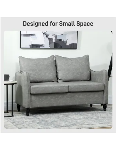 HOMCOM Faux Leather Marble-Effect Two-Seater Sofa - Grey