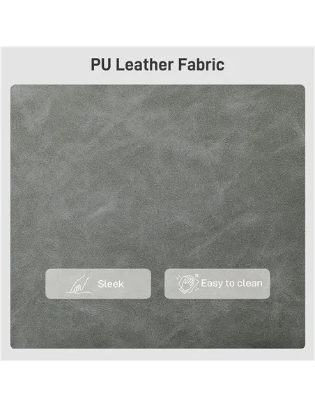 HOMCOM Faux Leather Marble-Effect Two-Seater Sofa - Grey