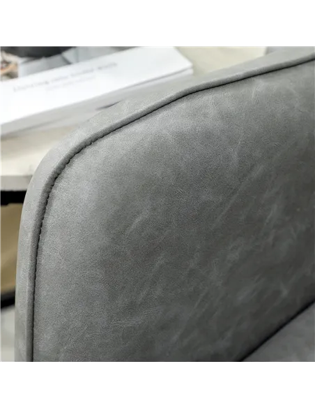 HOMCOM Faux Leather Marble-Effect Two-Seater Sofa - Grey