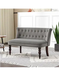 HOMCOM Velvet 2 Seater Sofa, Button Tufted Wingback Loveseat with Rubber Wood Legs for Living Room, Bedroom, Charcoal Grey 2