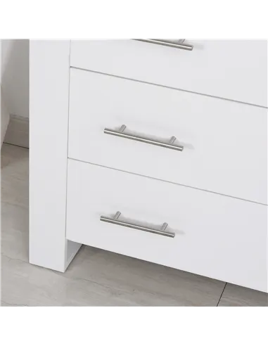 HOMCOM Chest Of 4 Drawers Storage Cabinet Bedroom Clothes w/Metal Handles Base Freestanding Unit Furnishing Living Room White