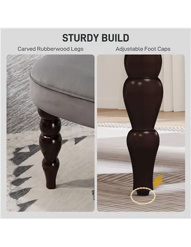 HOMCOM Velvet 2 Seater Sofa, Button Tufted Wingback Loveseat with Rubber Wood Legs for Living Room, Bedroom, Charcoal Grey