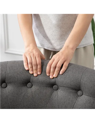 HOMCOM Fabric Single Sofa Dining Chair Tub Chair Upholstered W/ Pillow Solid Wood Leg Home Living Room Furniture Charcoal Grey