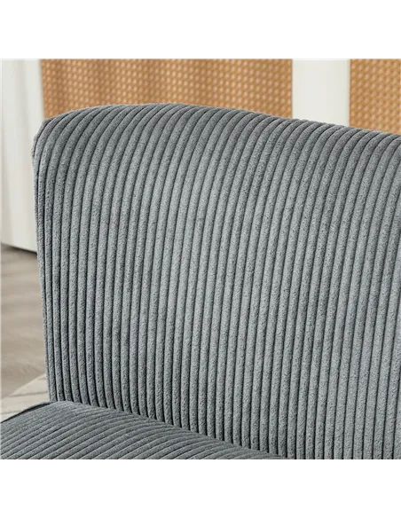 HOMCOM Modern Corduroy Double Seat Sofa w/ Wood Frame Foam Padding Soft Comfortable Compact Couch Grey